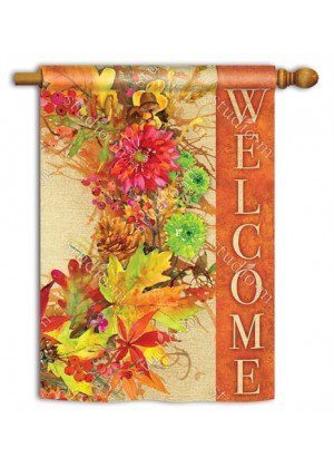 Autumn Wreath House Flag | Fall, Floral, Welcome, House, Flags