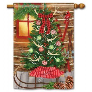 Christmas at the Cabin House Flag | Christmas, Cool, House, Flags
