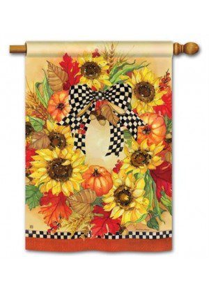 Sunflower Wreath House Flag | Thanksgiving, Fall, House, Flags