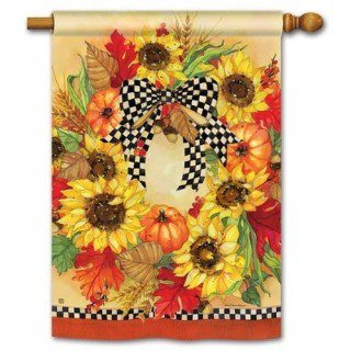 Sunflower Wreath House Flag | Thanksgiving, Fall, House, Flags