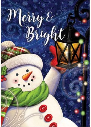 Merry & Bright Flag | Christmas, Snowman, Decorative, Lawn, Flag