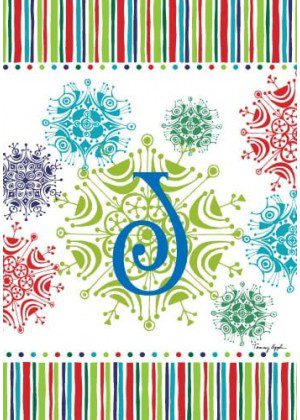 Snowflake Monogram-J Flag | Personalized, Clearance, Flags