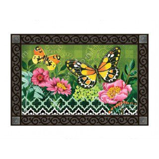 Butterflies with Pink Flowers Doormat | MatMates | Doormats