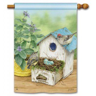 Birdhouse Nest House Flag | Bird, Floral, Outdoor, House, Flags