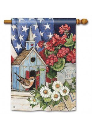Patriotic Birdhouse House Flag | Patriotic, 4th of July, House, Flags
