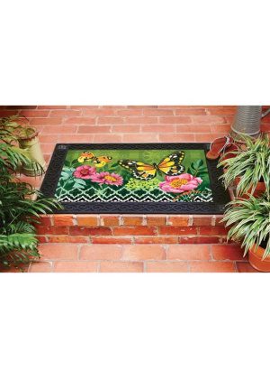 Butterflies with Pink Flowers Doormat | MatMates | Doormats