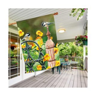 Chickadee Fence Post House Flag | Floral, Bird, Yard, House, Flag