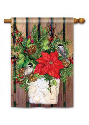 Chickadee Greeters House Flag | Christmas, Bird, House, Flags