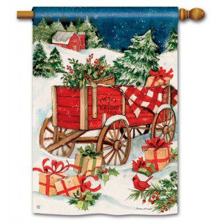 Christmas Farm Wagon House Flag | Christmas, Cool, House, Flag