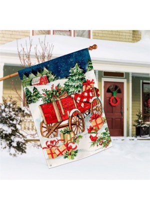 Christmas Farm Wagon House Flag | Christmas, Cool, House, Flag