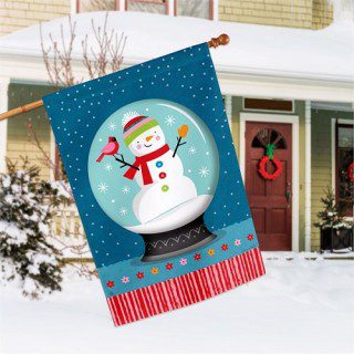 Snow Globe House Flag | Snowman, Winter, Outdoor, House, Flag