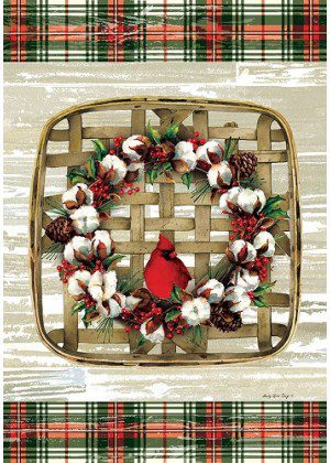 Cardinal Cotton Wreath Flag | Winter, Bird, Decorative, Lawn, Flags