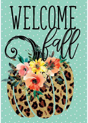 Cheetah Pumpkin Flag | Fall, Welcome, Floral, Decorative, Flags