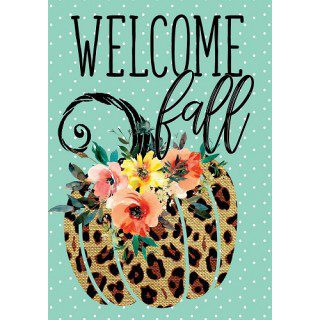 Cheetah Pumpkin Flag | Fall, Welcome, Floral, Decorative, Flags