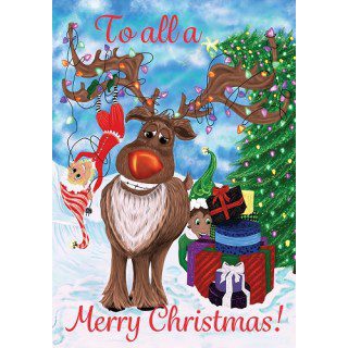 Elves & Reindeer Flag | Christmas, Decorative, Double Sided, Flag
