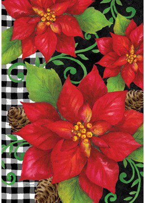 Poinsettia Check Flag | Christmas, Winter, decorative, Lawn, Flags