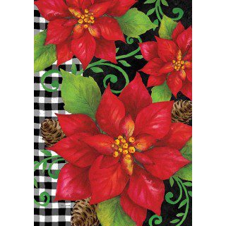 Poinsettia Check Flag | Christmas, Winter, decorative, Lawn, Flags