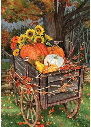 Pumpkin Wheelbarrow Flag | Fall, Decorative, House, Garden, Flag