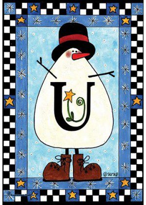 Snowman Monogram-U Flag | Personalized, Clearance, Flags