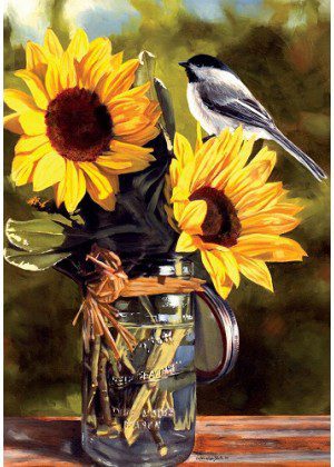 Sunflower Chickadee Flag | Summer, Flora, Bird, Decorative, Flags