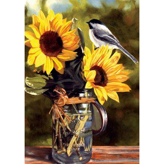 Sunflower Chickadee Flag | Summer, Flora, Bird, Decorative, Flags