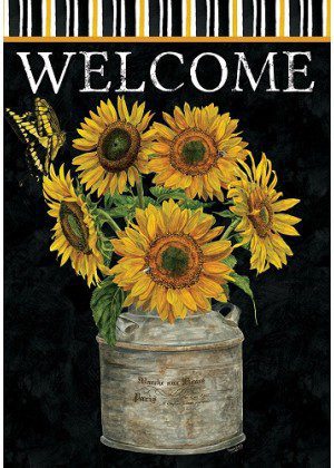 Sunflower Stripes Flag | Fall, Farmhouse, Welcome, Floral, Flags