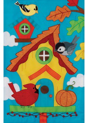 Whimsy Birdhouse Flag | Applique, Fall, Cool, Bird, Garden, Flags