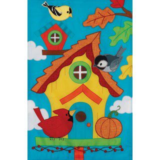 Whimsy Birdhouse Flag | Applique, Fall, Cool, Bird, Garden, Flags