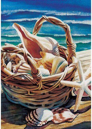 Shell Basket Flag | Beach, Nautical, Summer, Decorative, Flags