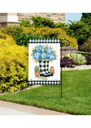 Black & White Wellies Garden Flag | Floral, Spring, Garden, Flags