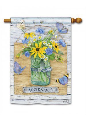 Blossom Jar House Flag | Farmhouse, Floral, Outdoor, House, Flag