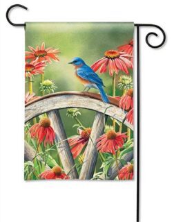 Bluebird Visit Garden Flag | Bird, Floral, Spring, Yard, Garden, Flag