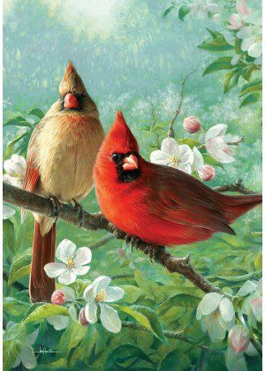 Cardinal Blossoms Flag | Spring, Floral, Bird, Decorative, Flags