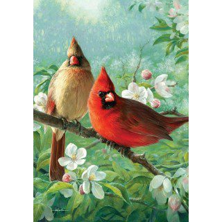Cardinal Blossoms Flag | Spring, Floral, Bird, Decorative, Flags
