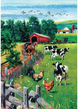 Covered Bridge & Farm Flag | Farmhouse, Animal, Decorative, Flag