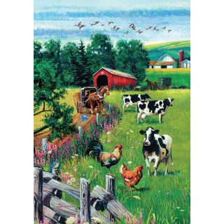 Covered Bridge & Farm Flag | Farmhouse, Animal, Decorative, Flag