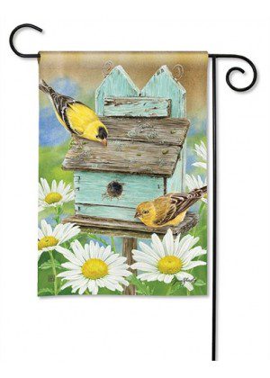 Finches & Flowers Garden Flag | Bird, Floral, Spring, Garden, Flag