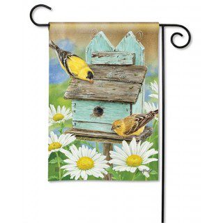 Finches & Flowers Garden Flag | Bird, Floral, Spring, Garden, Flag