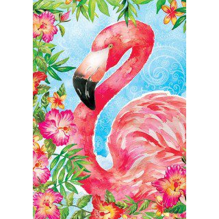 Flamingo Flowers Flag | Summer, Bird, Floral, Decorative, Flags