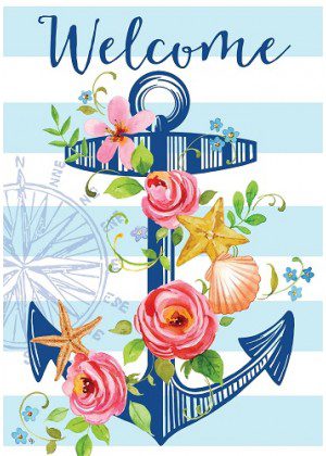 Floral Anchor Flag | Summer, Welcome, Floral, Decorative, Flags