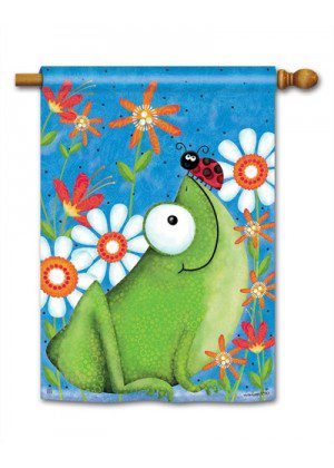 Frog Fun House Flag | Spring, Floral, Cool, Outdoor, House, Flags