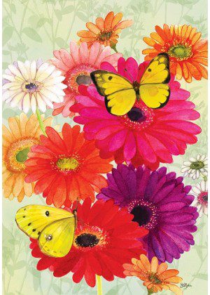 Gerberas & Butterflies Flag | Spring, Floral, Decorative, Lawn, Flag