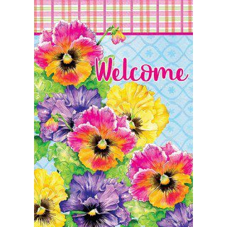 Pansy Plaid Flag | Spring, Welcome, Floral, Decorative, Lawn, Flag