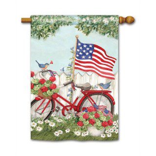 Patriotic Bike House Flag | Patriotic, 4th of July, Floral, House, Flag