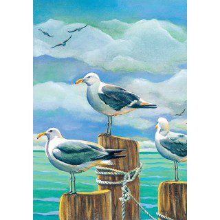 Seagull Pilings Flag | Summer, Bird, Beach, Decorative, Lawn, Flag
