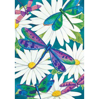 Dragonflies & Daisies Flag | Spring, Floral, Decorative, Lawn, Flags