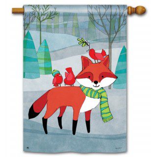 Woodland Friends House Flag | Winter, Animal, Cool, House, Flags