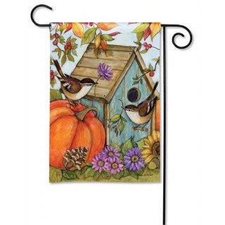 Autumn Birdhouse Garden Flag | Fall, Floral, Bird, Garden, Flags