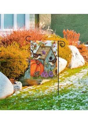 Autumn Birdhouse Garden Flag Image