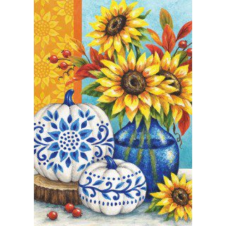 Blue & White Pumpkins Flag | Fall, Floral, Decorative, Lawn, Flags